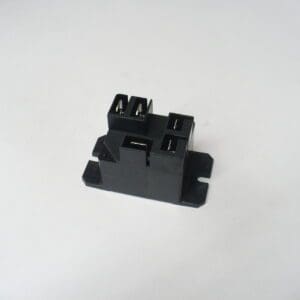 black electrical relay socket on white background