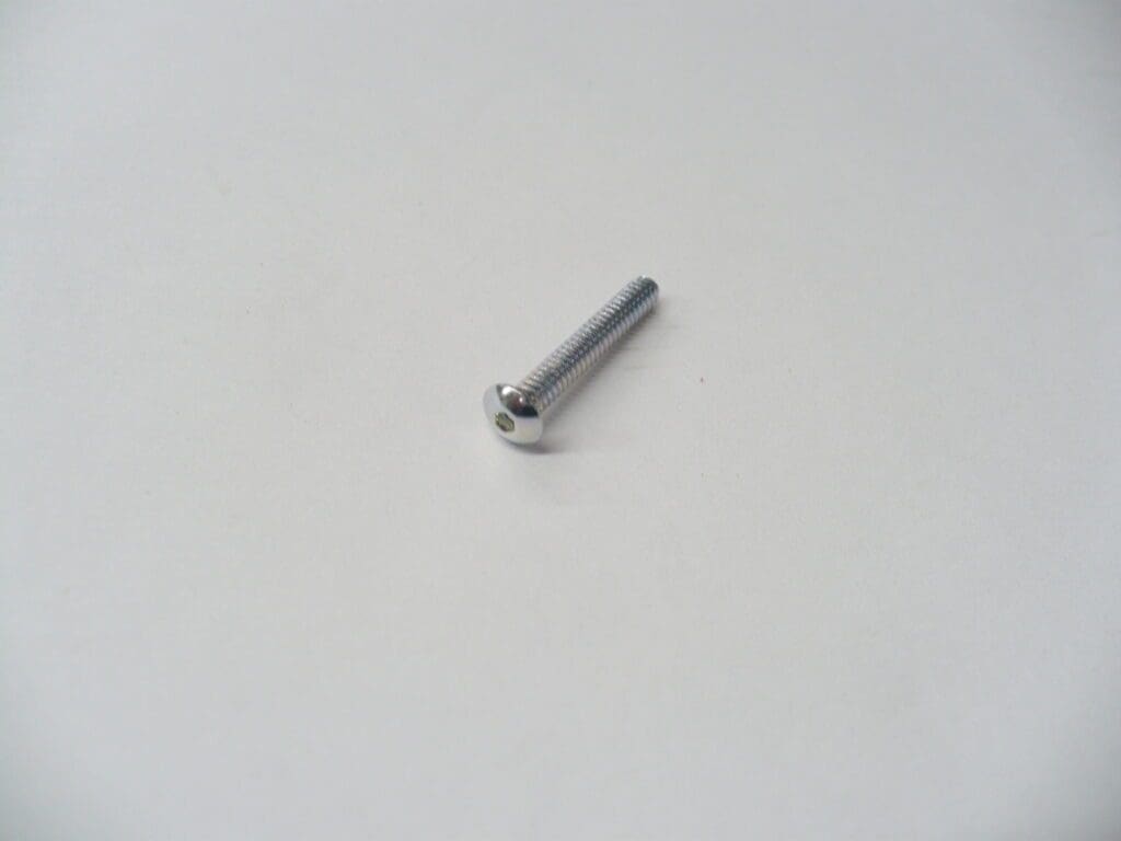 Silver screw on white background