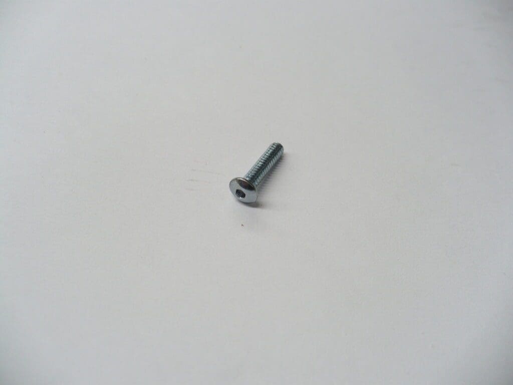 Single hex-socket flat-head screw on white background