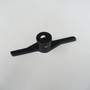 Black metal winged handle on white background